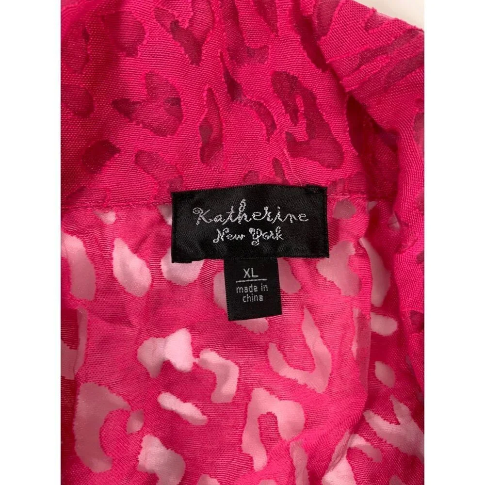 Katherine's Women's Hot Pink  Lace Cardigan - Picture 3 of 6